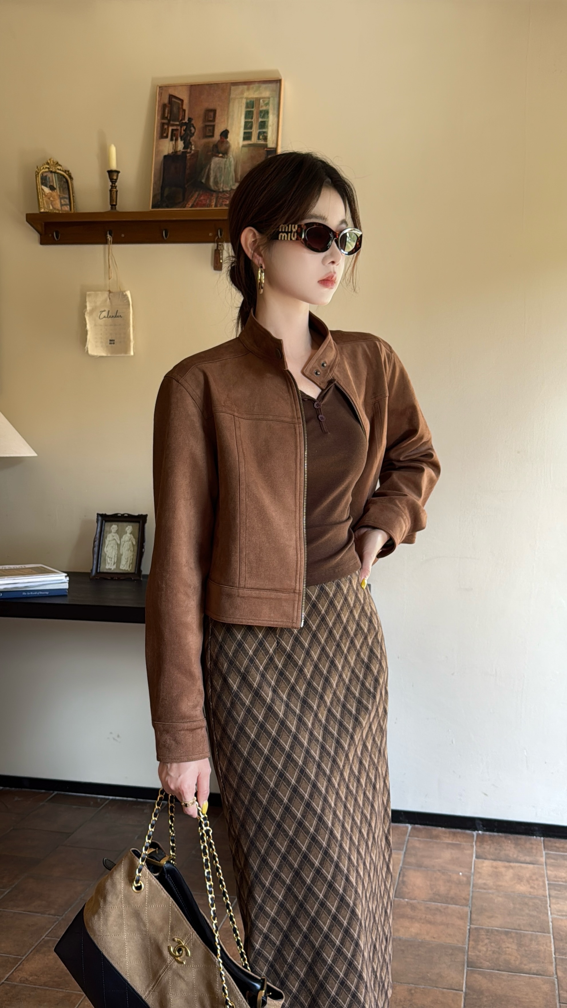 EIA一尧【巴恩美学】美式复古巴恩风仿麂皮绒外套高级百搭ins夹克秋