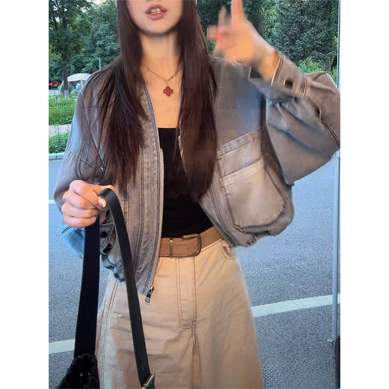 2025春秋新款时尚韩版休闲百搭减龄短袖小衫高级感牛仔外套上衣女