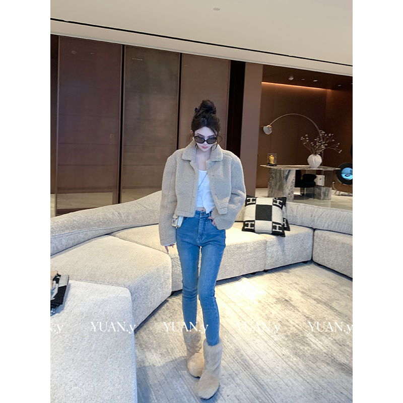 媛媛【不挑身高】蓝色牛仔裤女高腰紧身小脚裤秋冬显瘦铅笔裤#K1247