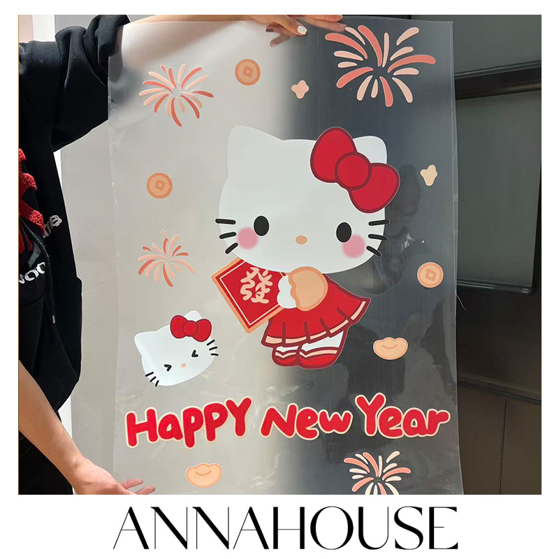 ANNAHOUSE马年hellokitty静电贴装饰贴纸马年橱窗玻璃贴画窗花