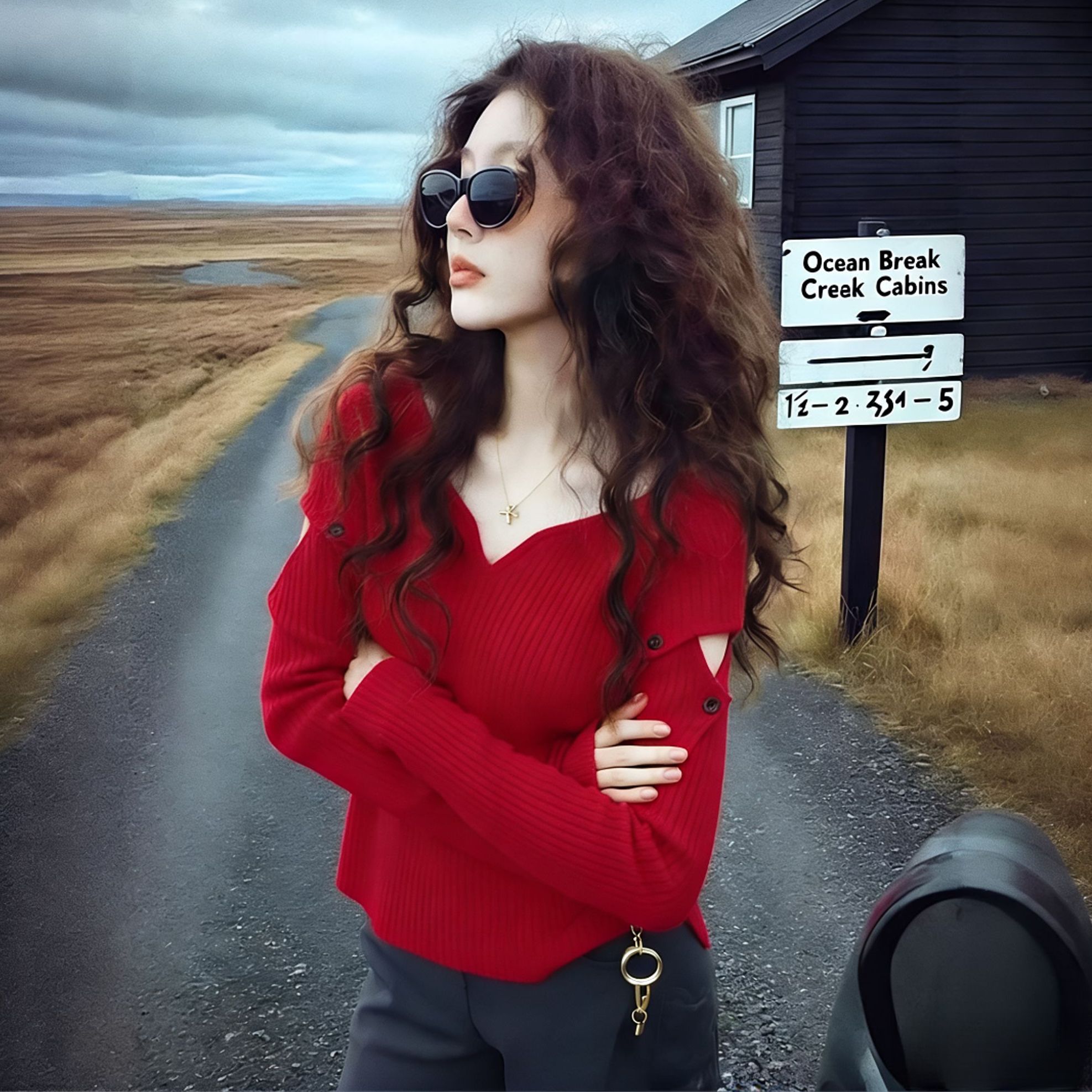 冬季韩里韩气穿搭轻奢高级感巨好看洋气减龄小众不撞款红色针织衫