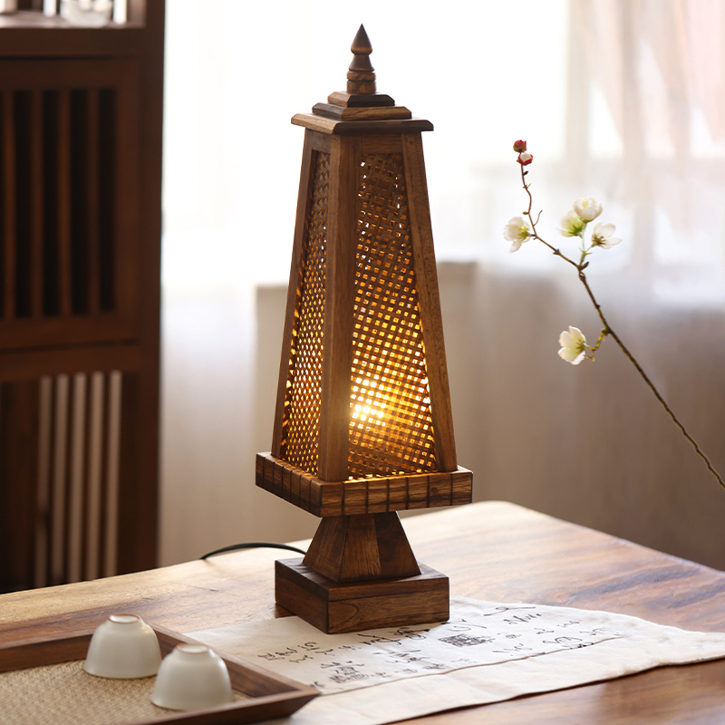 异丽东南亚台灯复古特色竹编灯 卧室床头灯仿古创意桌灯灯具灯饰
