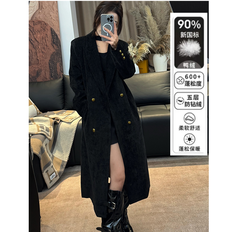 羽绒服女冬季新款高级感宽松显瘦长款白鸭绒内胆加厚西装外套大衣