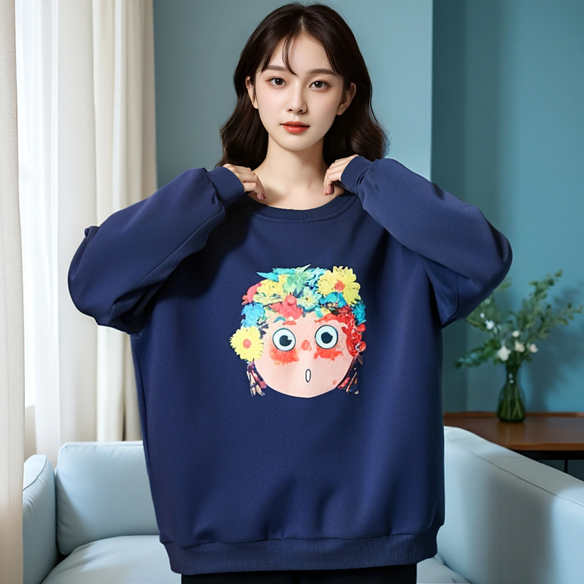 （63980）大码150-300斤清仓卫衣秋冬上衣加绒男女同款情侣打底美式