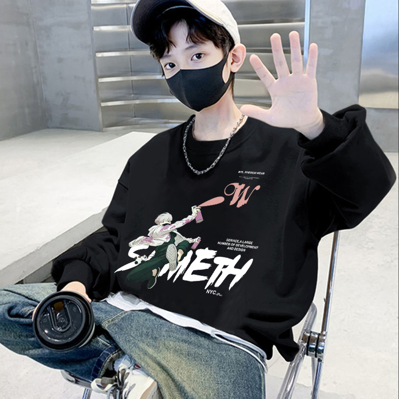 男童秋款圆领卫衣2025新款洋气儿童秋装上衣宽松中大童秋季衣服潮