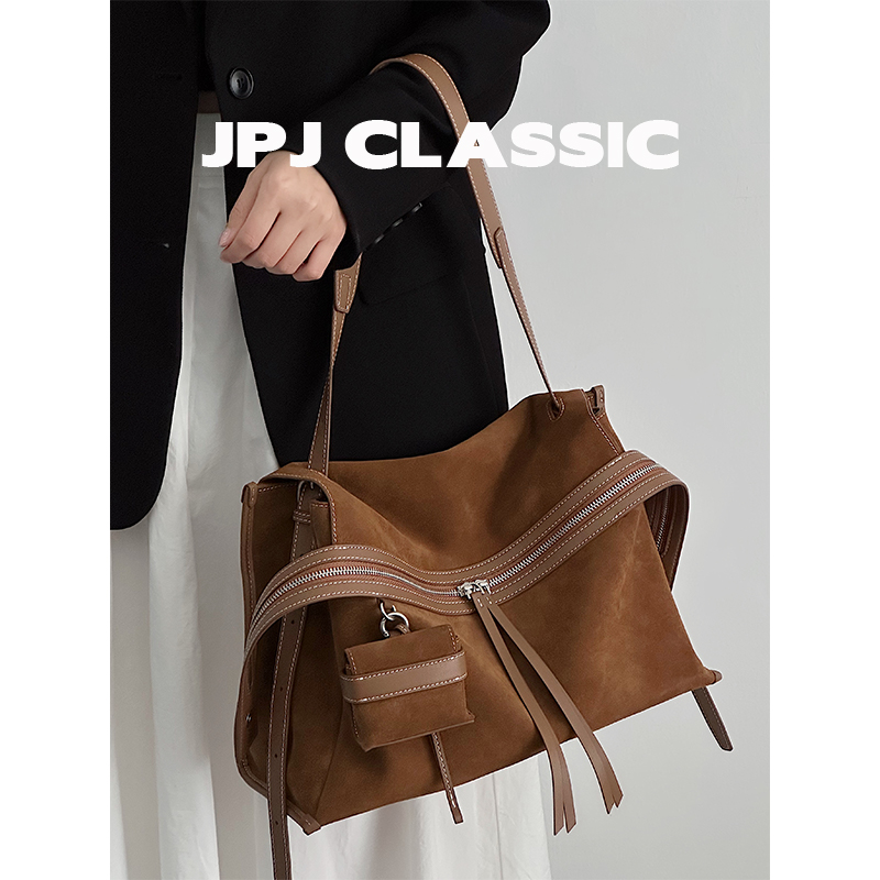 jpj磨砂牛皮托特包女单肩斜挎邮差包城市风腋下包通勤软包1943