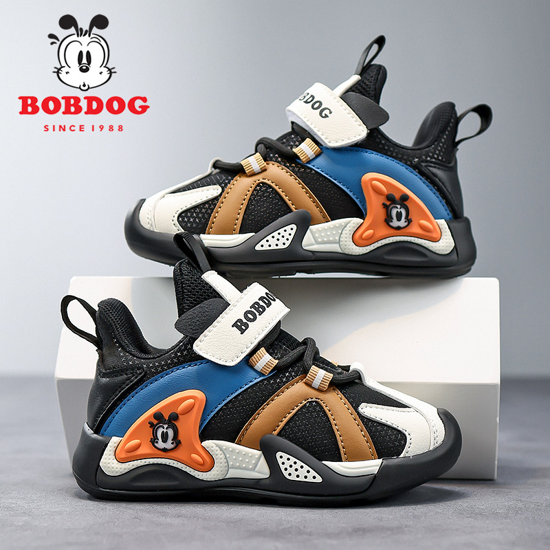 巴布豆男童运动鞋皮面防水2025春秋新款防滑软底中大童户外儿童鞋