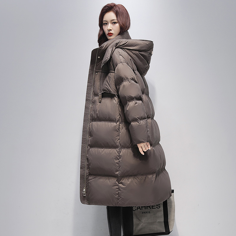 YAYA/鸭鸭羽绒服女2025新款冬季加厚中长款连帽时尚保暖外套潮