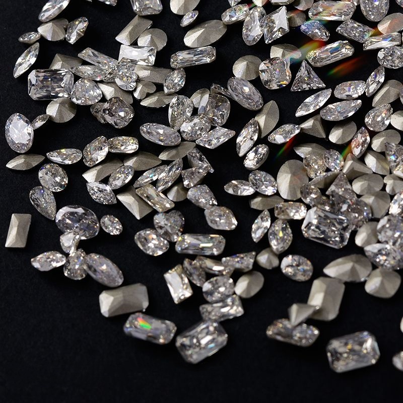 锆石银色迷你美甲钻饰品平底白小号流行奢华美甲配饰自带活彩爆闪