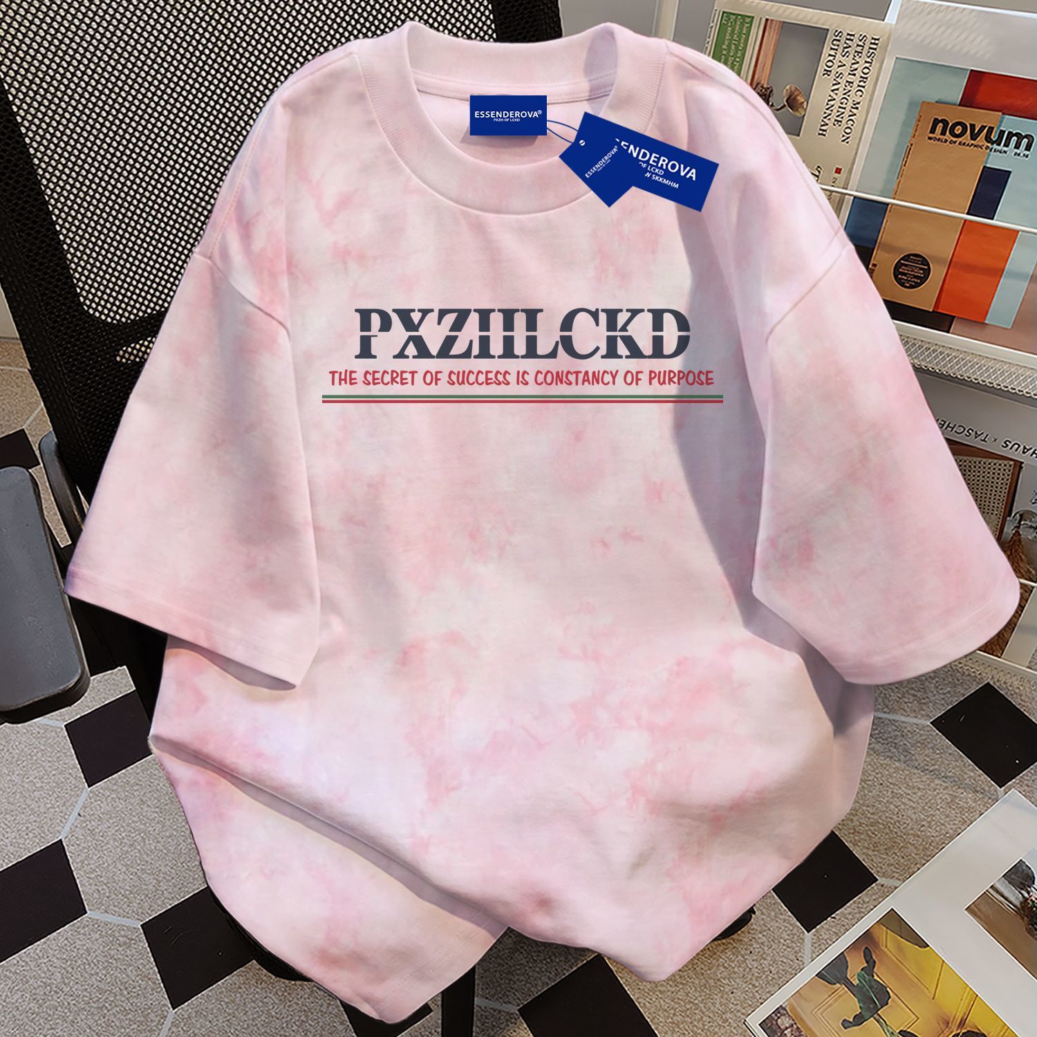 100%纯棉男女夏季个性街头宽松圆领扎染短袖t恤情侣高级气质上衣