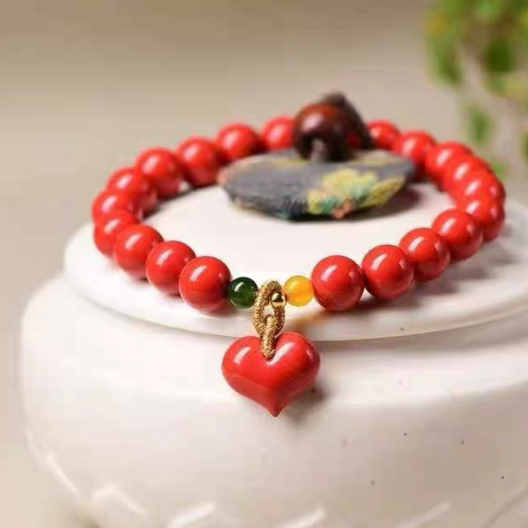 天然辰砂灵泽 朱砂【爱心款】朱砂手串手链红砂保真高含量朱砂