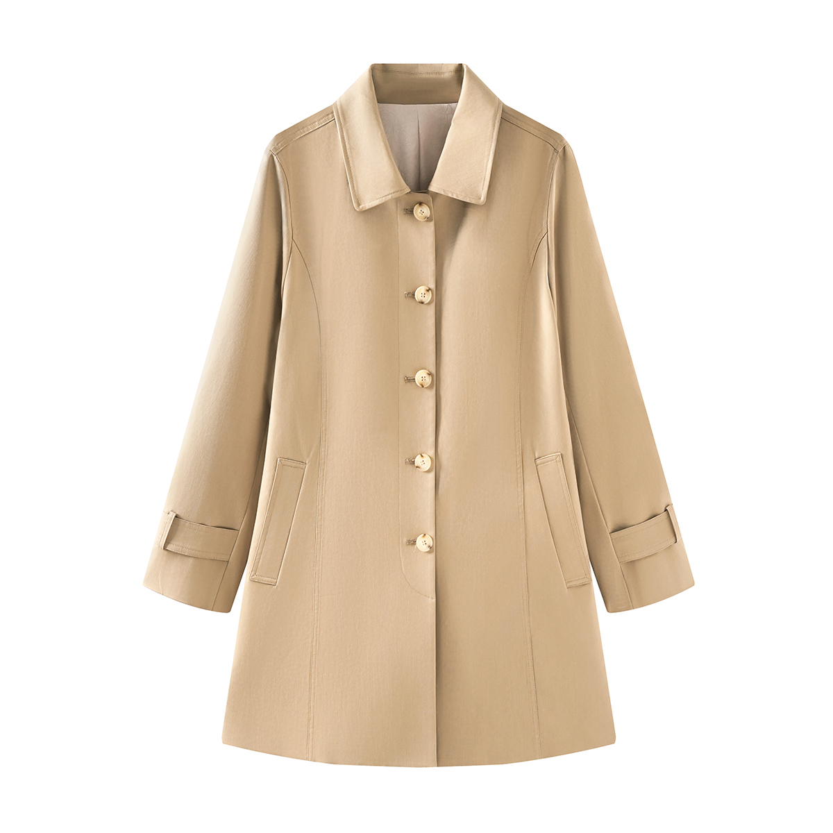 Childe Yao经典斜纹肌理H版型翻领风衣外套 CYC57229