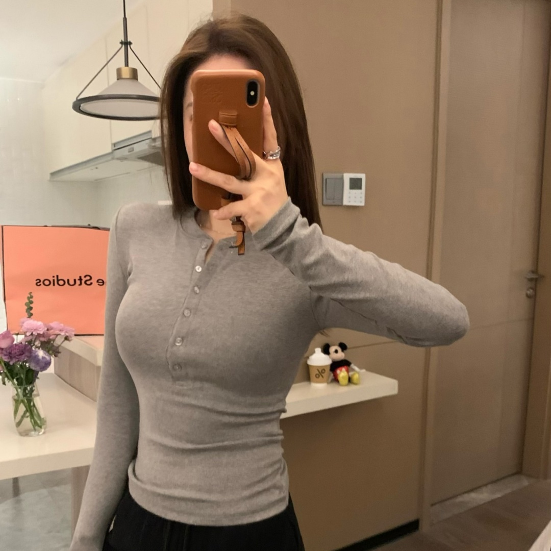 YIDENG2025早秋修身长袖打底T恤百搭显瘦长袖时尚洋气修身女上衣