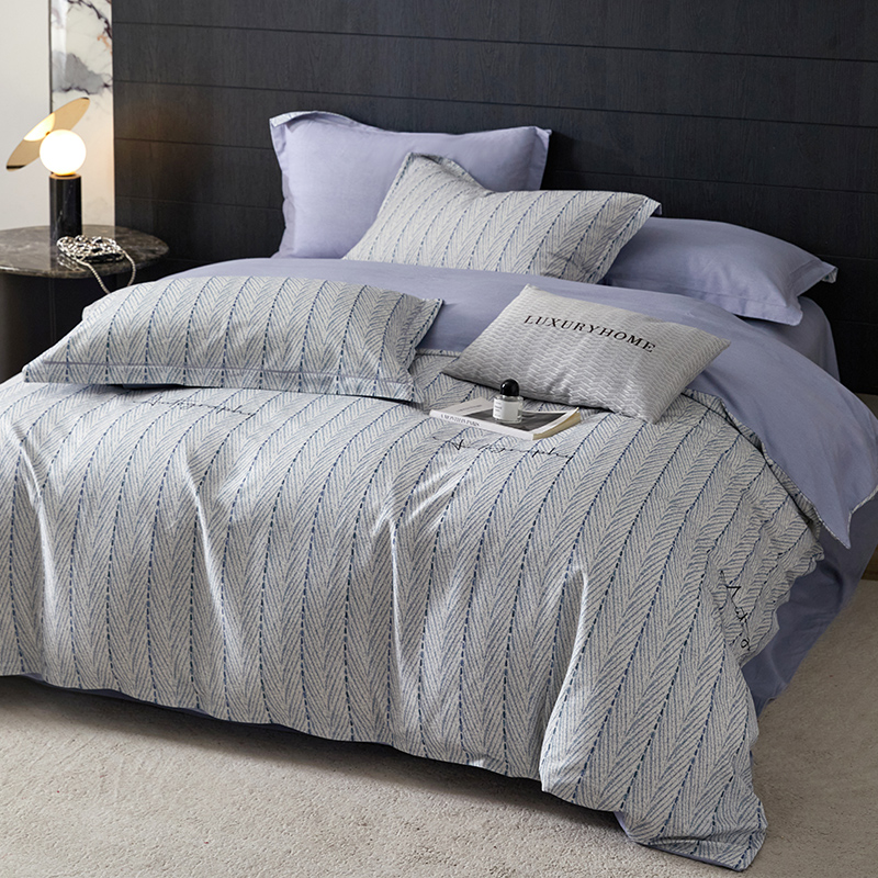 水星家纺秋冬款加厚100%全棉磨毛四件套纯棉被套男生格子床单套件