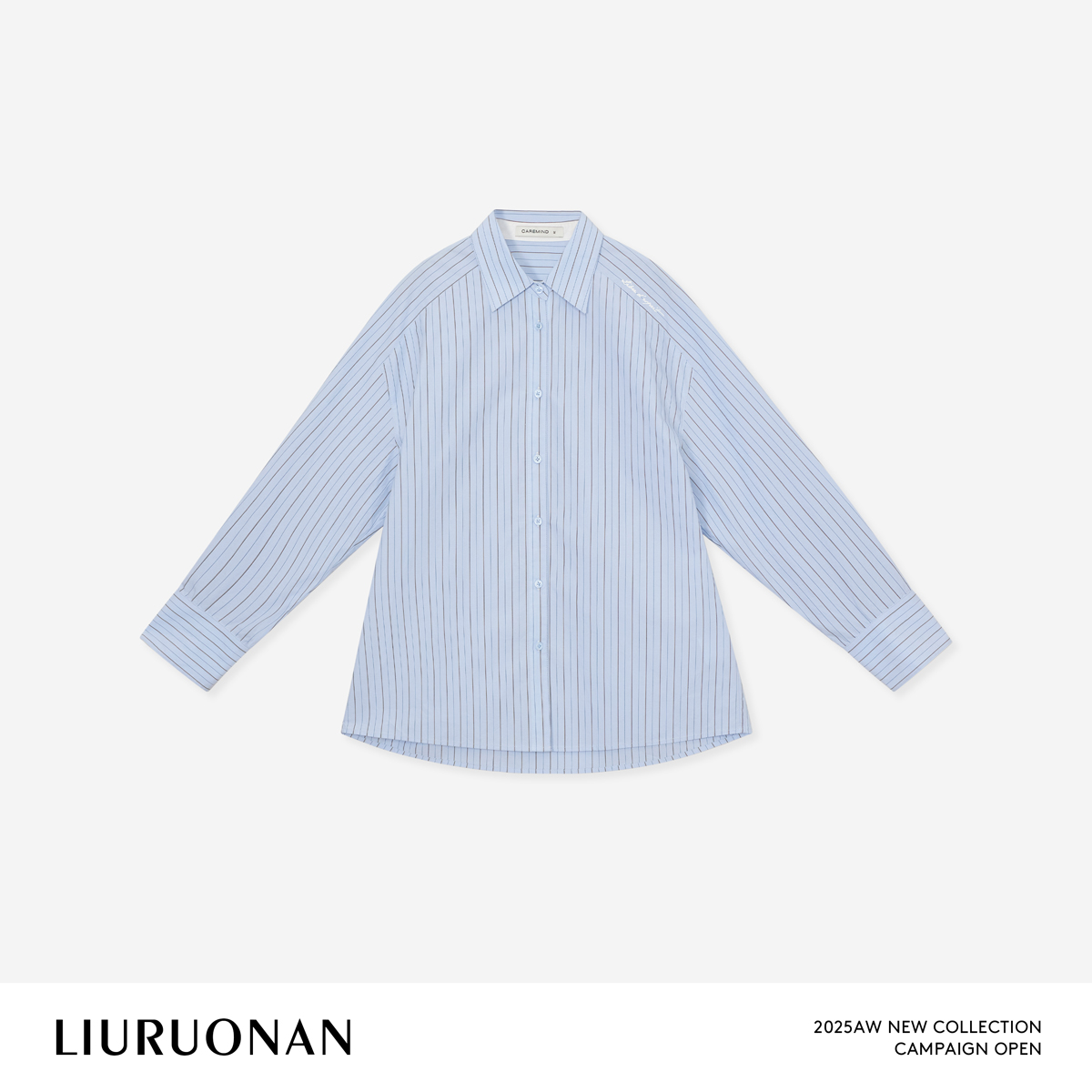 LIURUONAN 25FL【自由的灵魂】Polo领衬衫长袖字母刺绣宽松衬衣女
