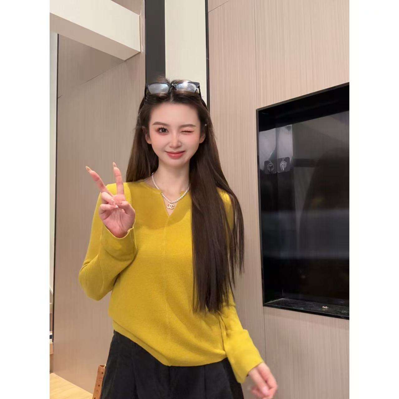 韩系卡通刺绣圆领套头小狗毛衣女秋冬新款宽松减龄软糯针织衫上衣