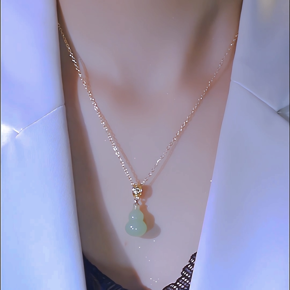 钛钢项链 新款绿葫芦时尚小众饰品高级感锁骨链不掉色百搭洋气