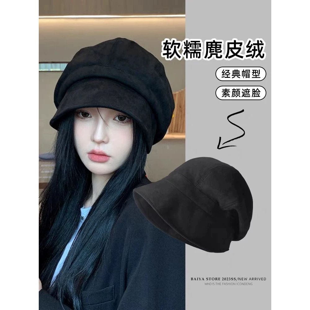 适合圆脸大头围堆堆冷帽款保暖加厚显脸三合一渔夫帽贝雷帽网红