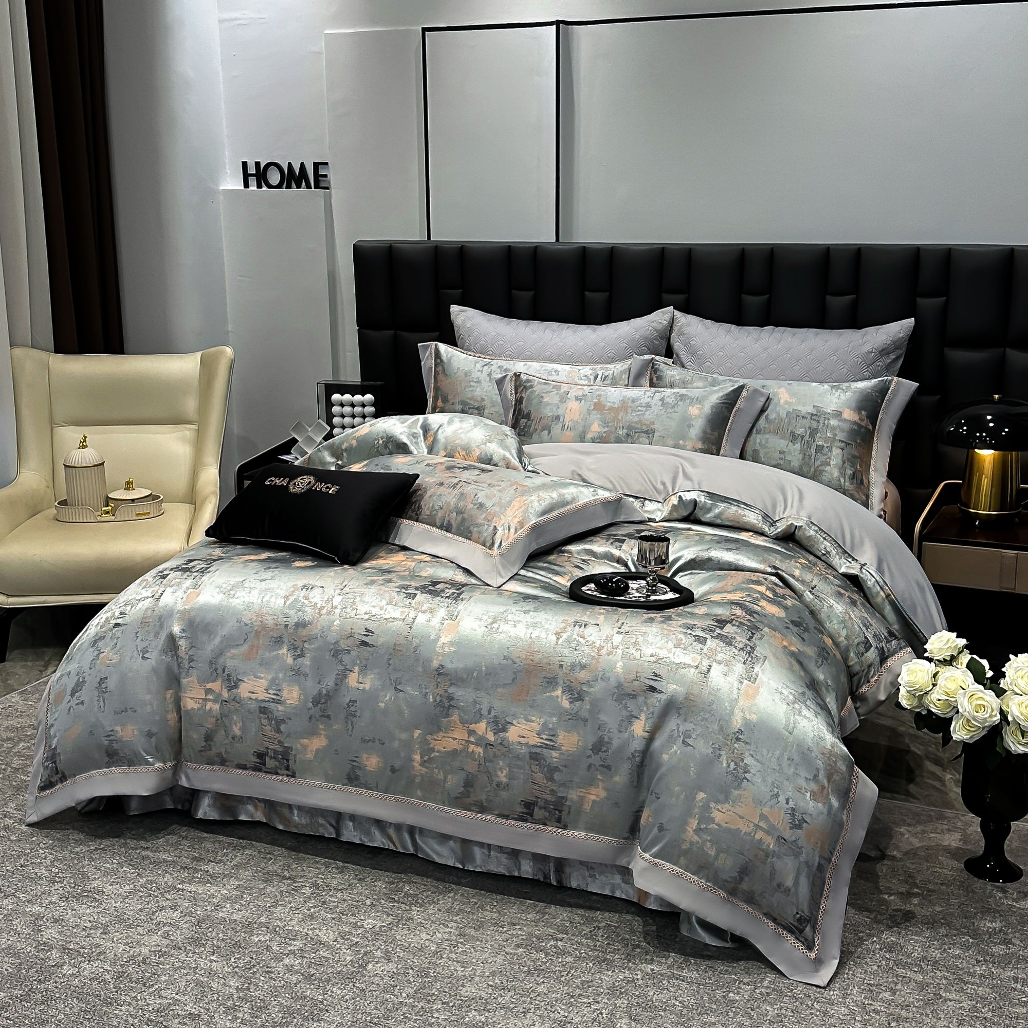 【新款】轻奢重磅高精密四件套四季款-爱墨江南