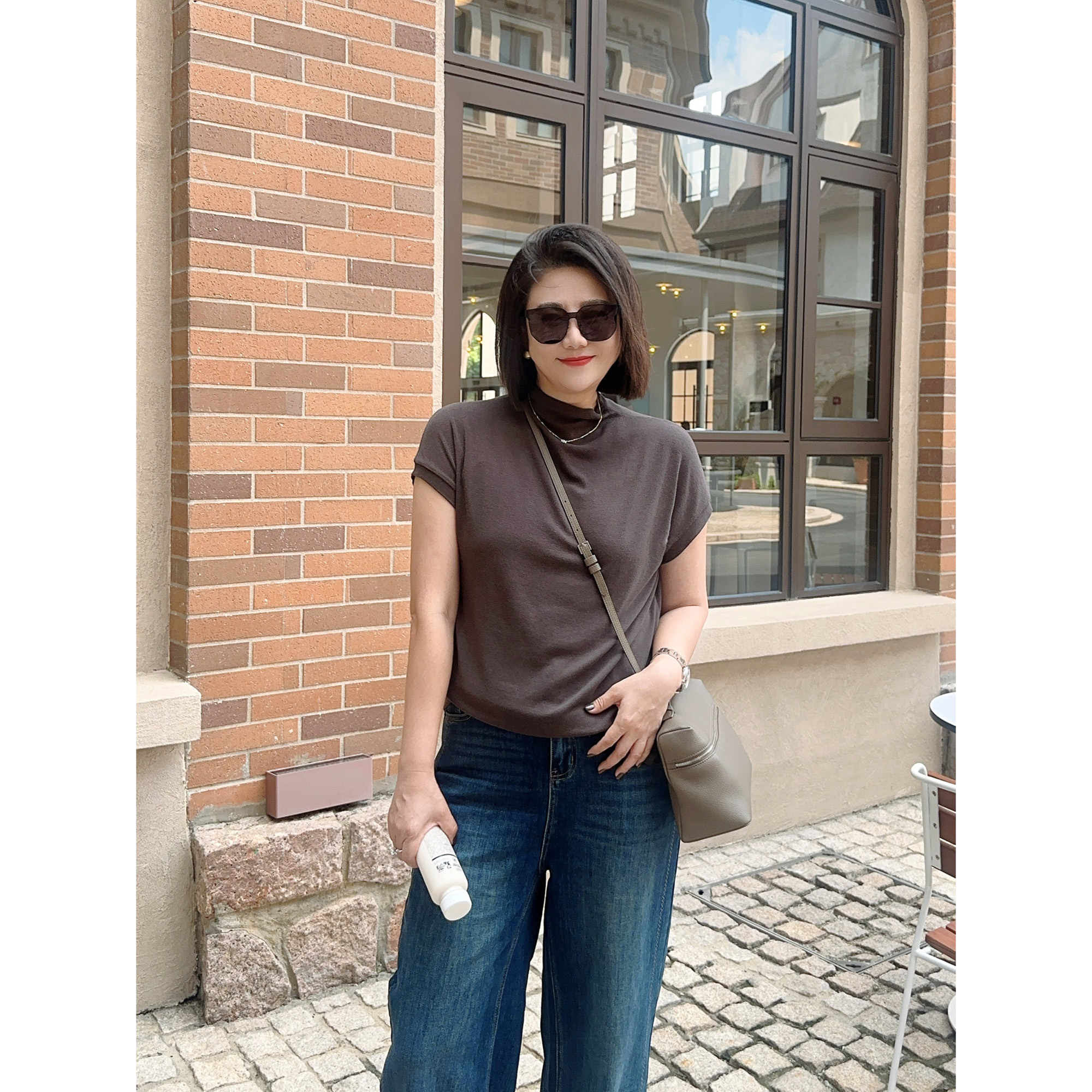 微胖女装【净度空间】新款上衣高级感显瘦净版百搭落肩T恤20786