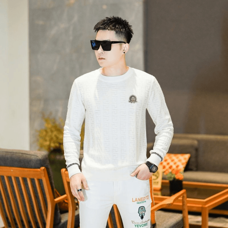 2025欧货轻奢高品质秋冬款长袖针织毛衣时尚男士休闲圆领打底衫潮