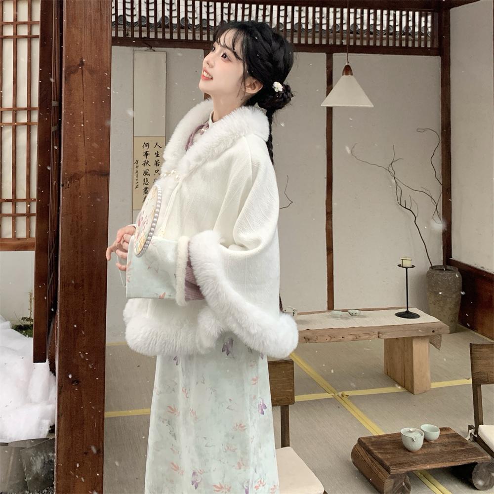 旗袍披肩外搭百搭宽松时尚新中式加厚加绒冬季高级感斗篷秋冬保暖