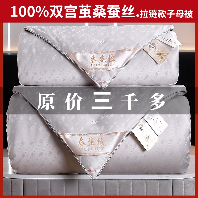 蚕丝被二合一子母被100%桑蚕丝春秋被芯加厚冬被宿舍被子