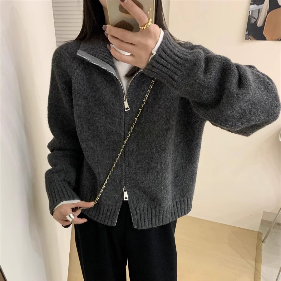 5091气质百搭毛衣针织开衫女新款上衣针织纯色
