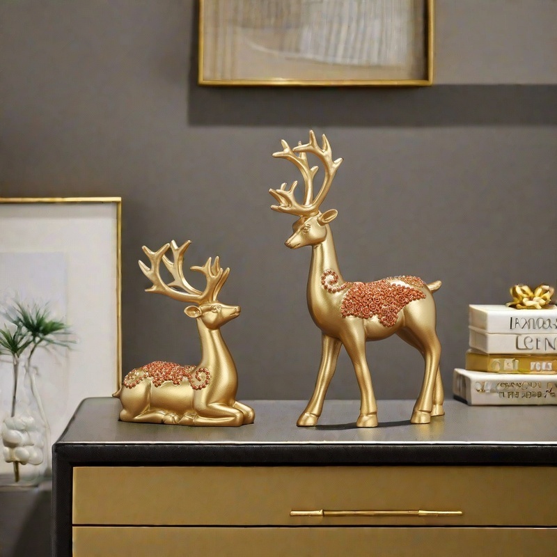 轻奢新款鹿桌面创意百货陶瓷酒柜日用品客厅装饰送礼家居摆件
