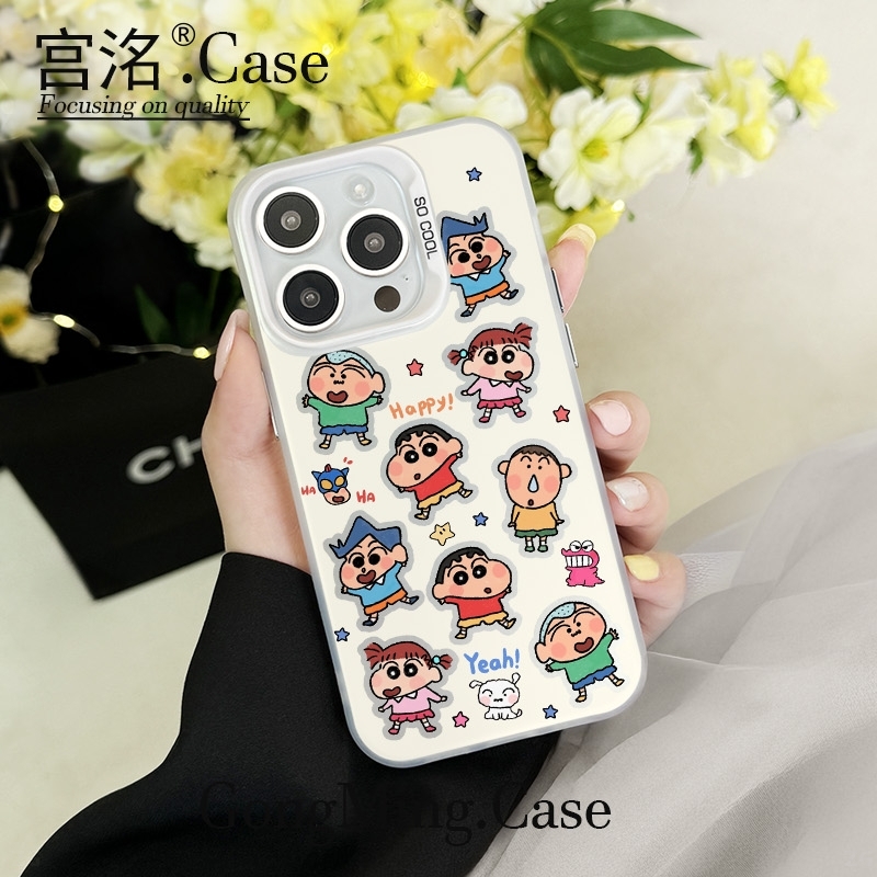 小新和朋友们贴图彩银壳适用于iPhone苹果16手机壳华为oppo小米手
