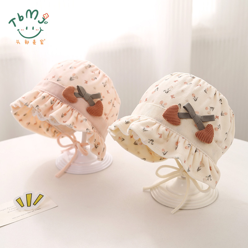 女宝宝公主帽春秋季甜美可爱包头帽小月龄婴幼儿冬天保暖护耳帽