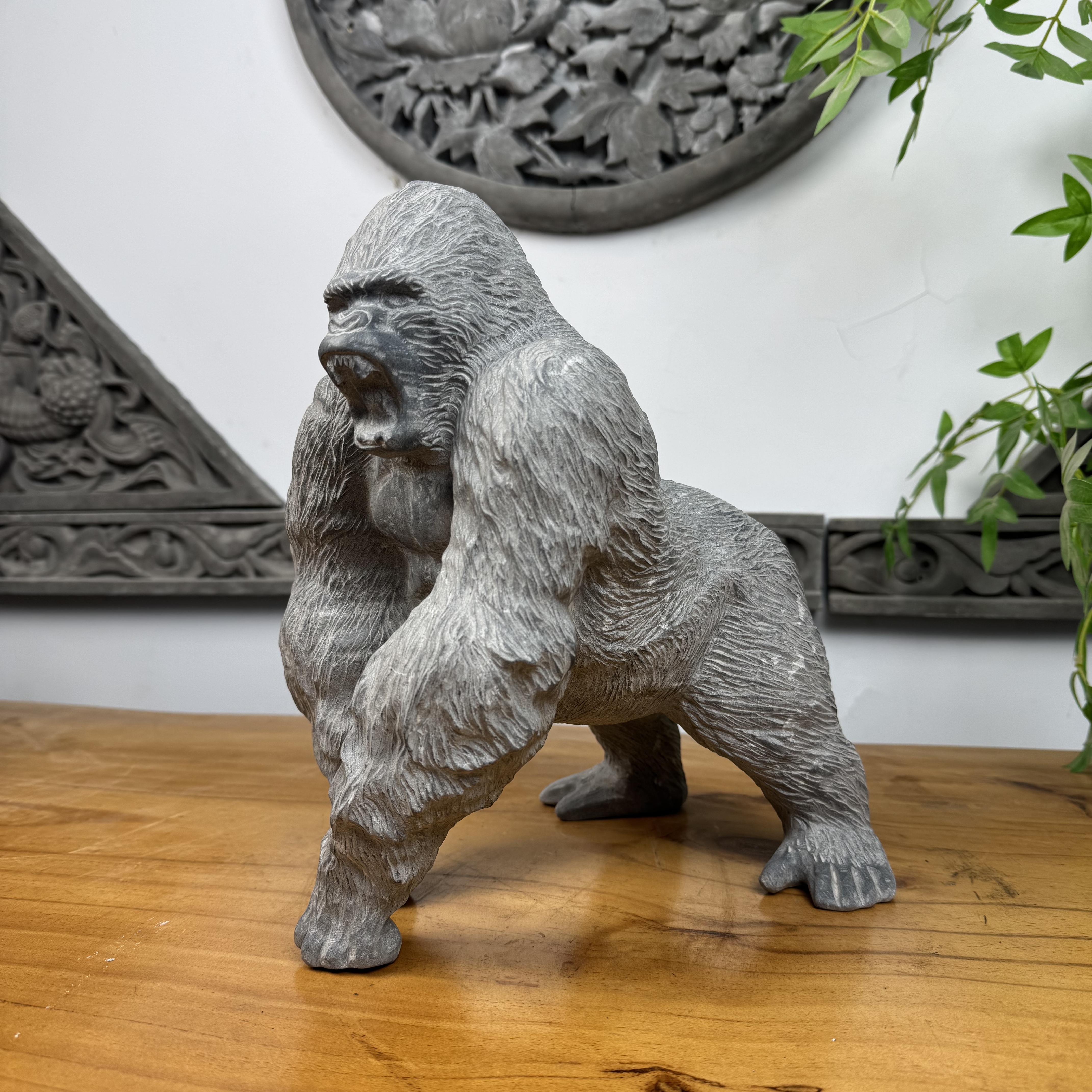 臻石盛青石金刚摆件2025新款茶室鱼缸造景精美金刚创意摆件整石雕