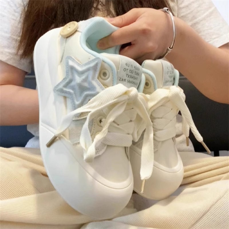 赵露思同款厚底星星小白鞋女2025新款透气ins学生百搭圆头板鞋子