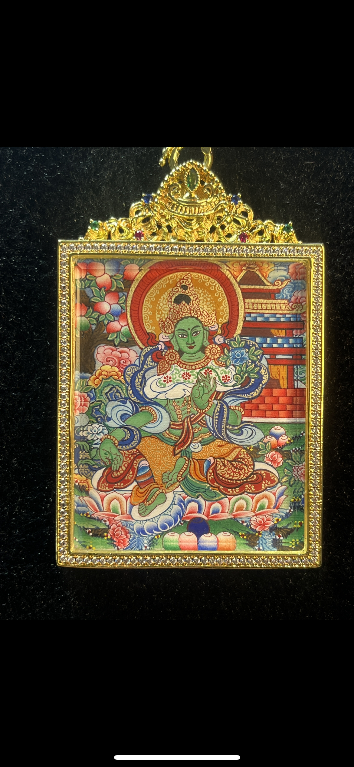 热贡精品彩绘绿度母精工小唐卡