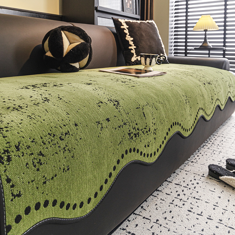 麦颜雪尼尔沙发垫子四季通用2025新款固定防滑垫不规则沙发盖布巾