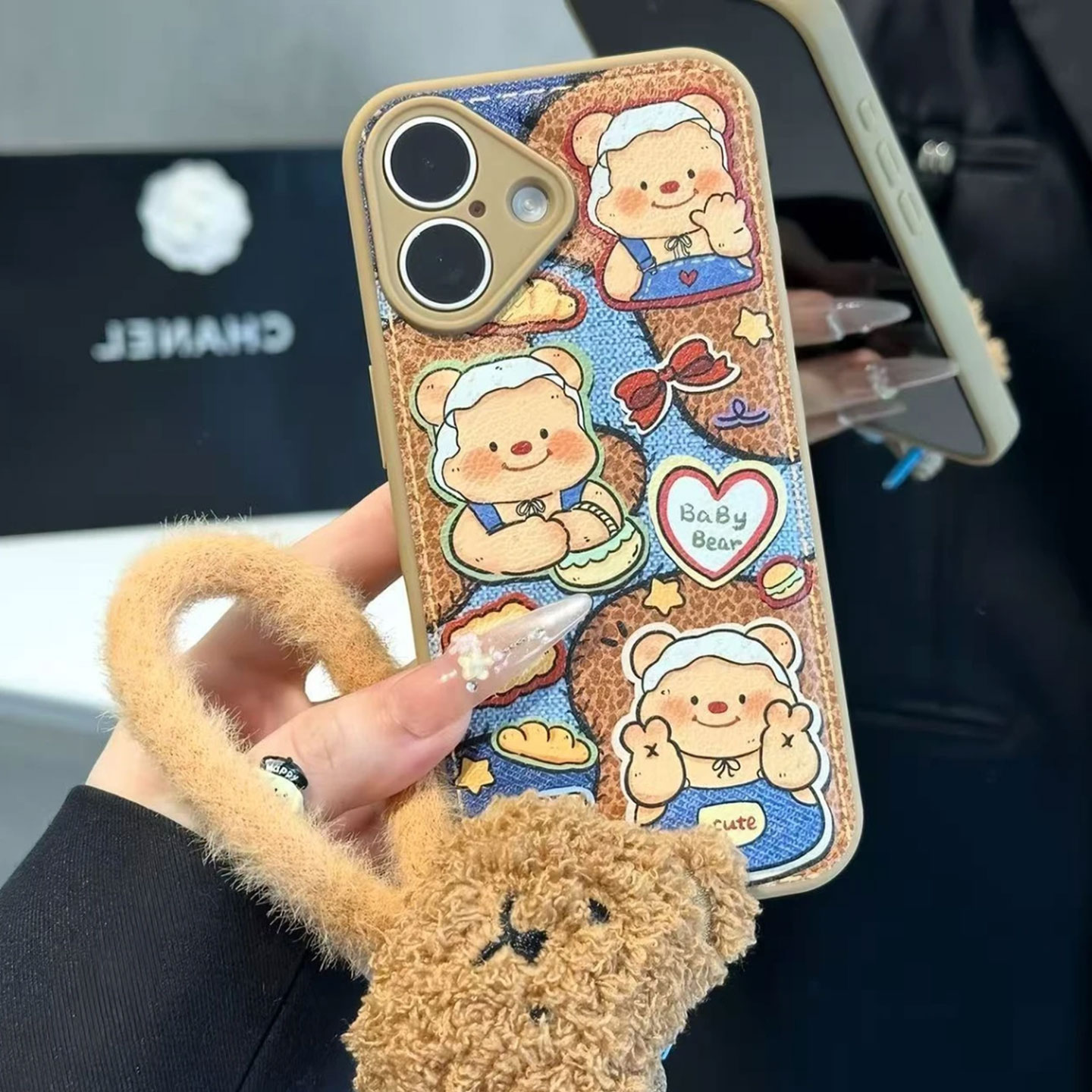 适用于毛绒小熊适用荣耀400pro手机壳300/2苹ovivos15pro手机壳