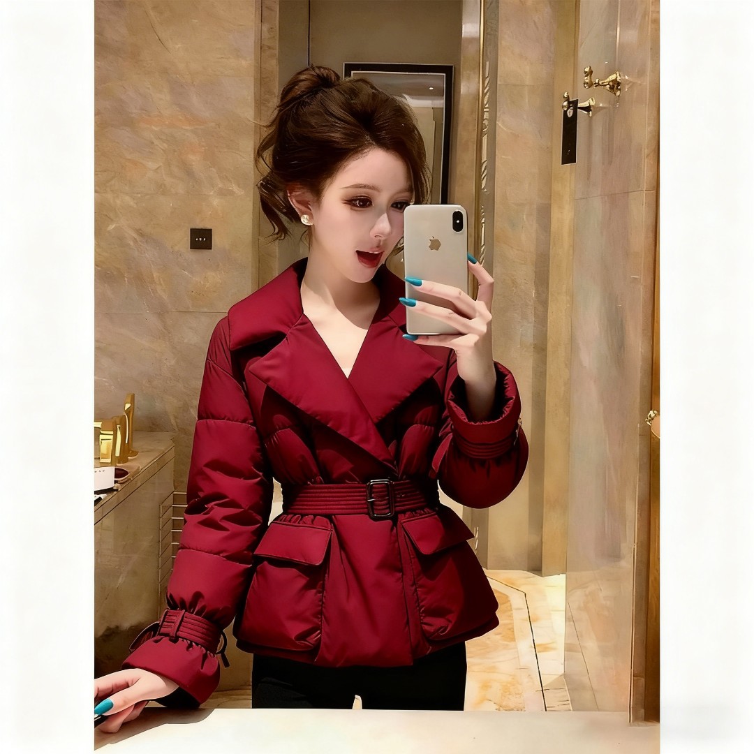 保暖棉服女款2026新款冬超好看轻奢高端气质收腰加厚咖色夹棉外套