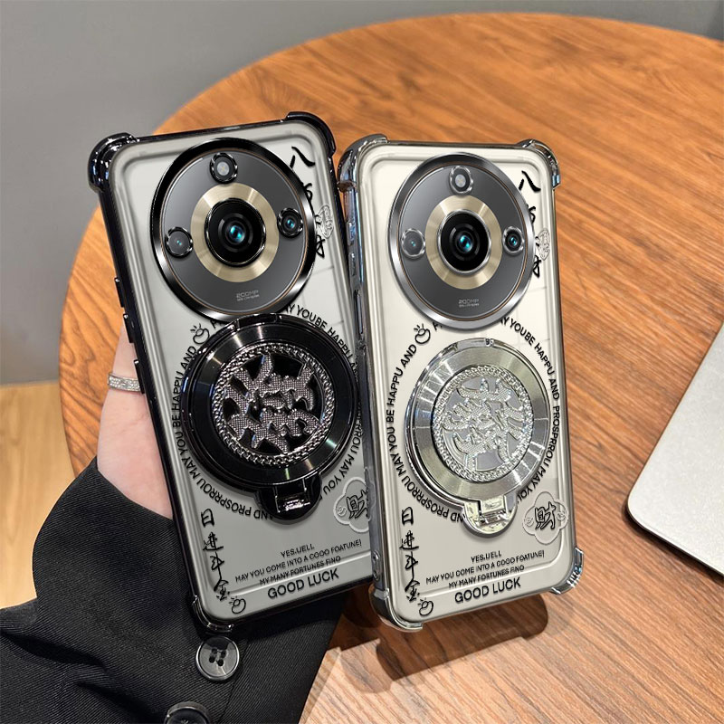 八方来财旋转陀螺支架适用realme真我11pro手机壳RMX3770软壳男女