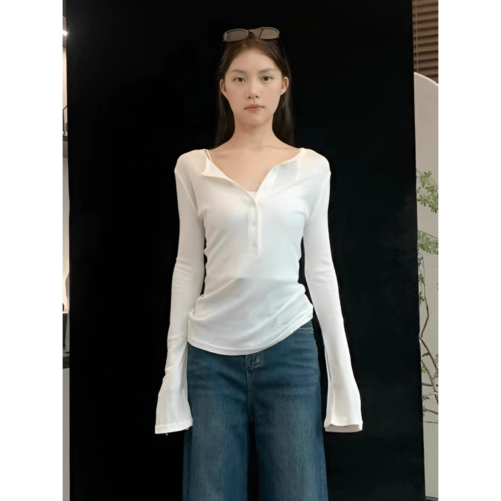 韩系轻薄凉感紧身长袖t恤女夏季微透chic时尚修身百搭超好看上衣
