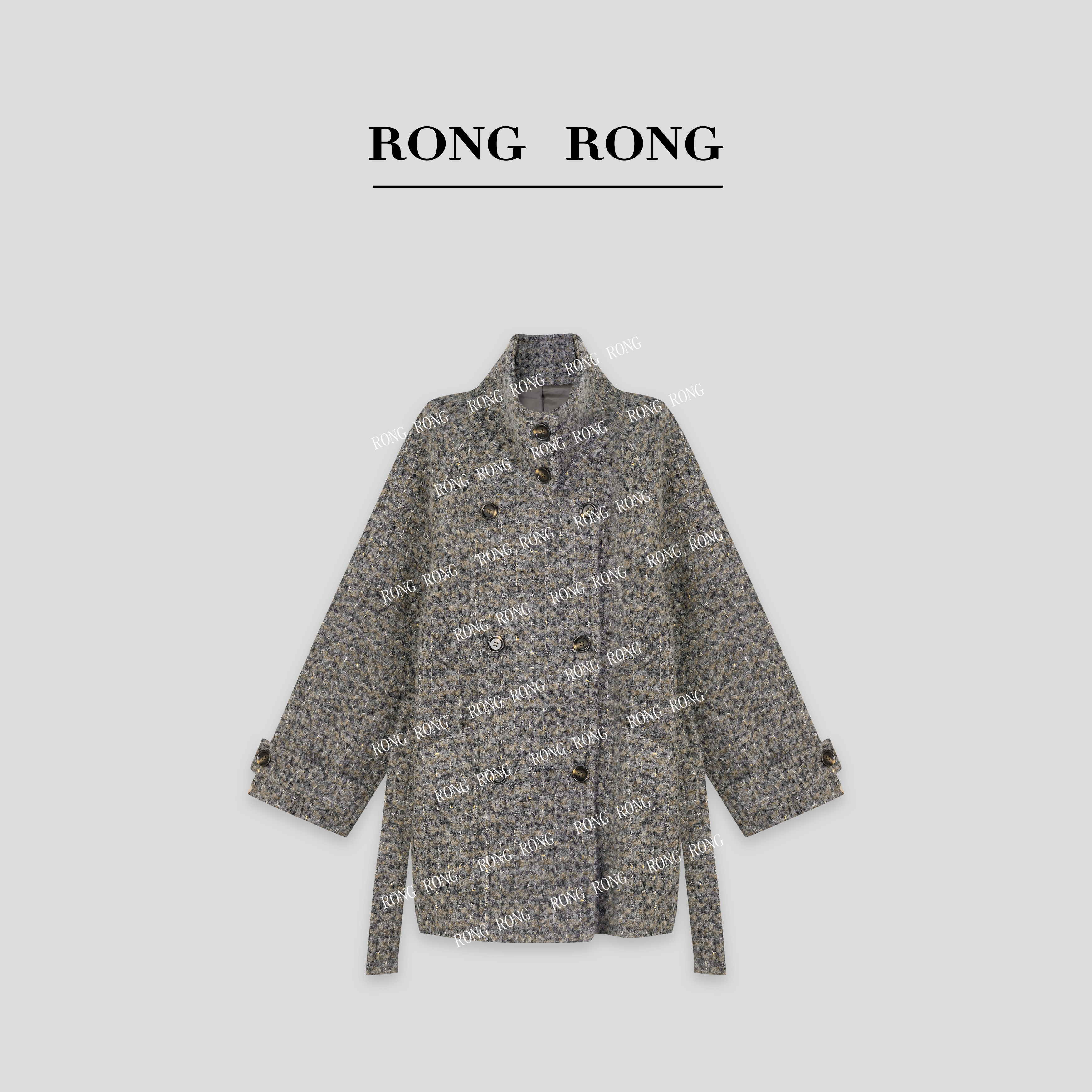 溶溶【埃菲尔】RONGRONG  轻奢金银花纱圈圈绒秘鲁羊驼毛大衣24D862