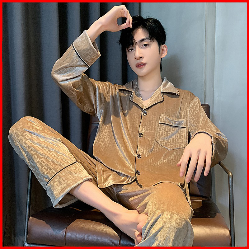 2025新款男士睡衣金丝绒春秋款长袖加厚青少年秋冬季天家居服套装