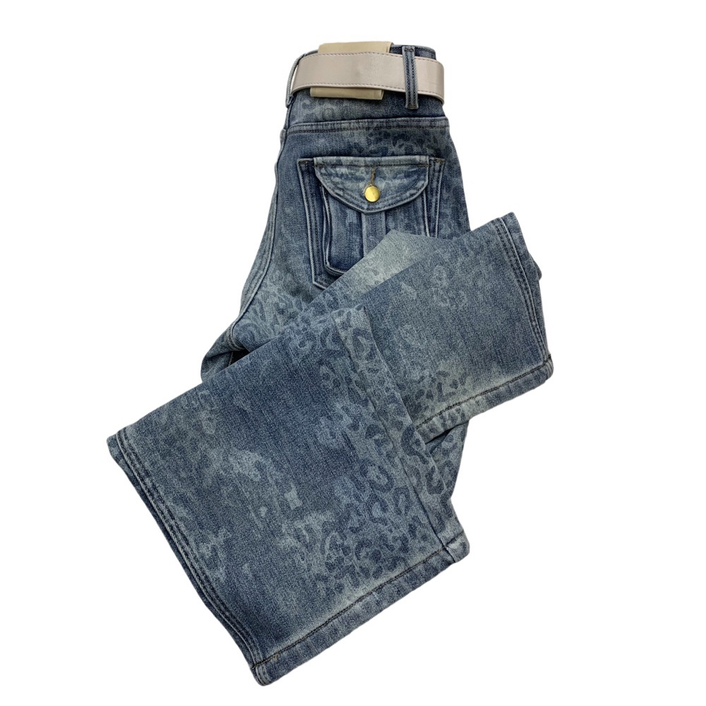 W5531-6新款加绒加厚时尚显瘦牛仔工装弯刀裤（无腰带裤长103左右）