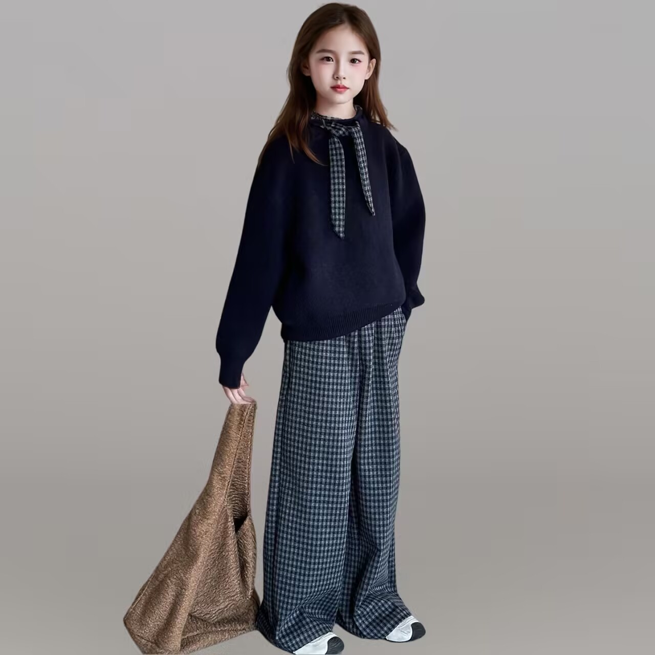 【年货】秋冬款厚毛衣2025新款儿童韩系穿搭大童女孩加绒格子裤洋气