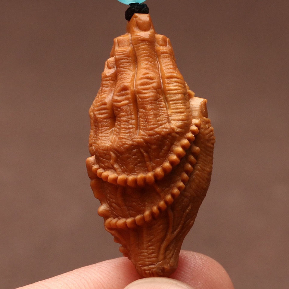 手工雕刻单籽【虔诚佛手】佛手象征有福之手18x35