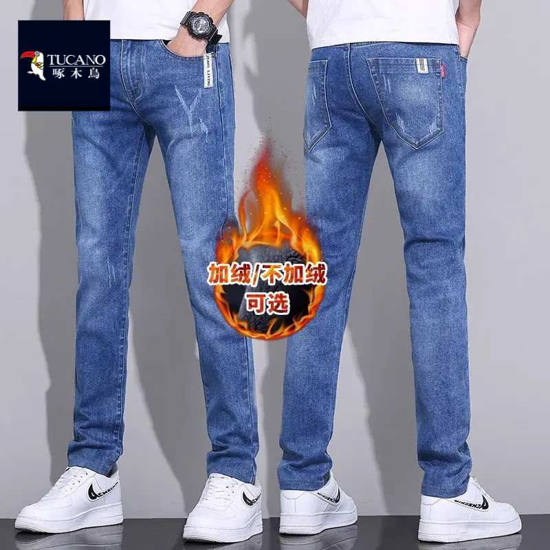 啄木鸟牛仔裤男士秋冬季2025新款爆款修身直筒休闲百搭长裤子男款