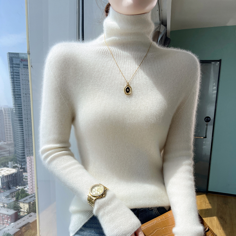 商场同款100%纯羊绒衫高档女软糯百搭修身毛衣秋冬款高领打底衫