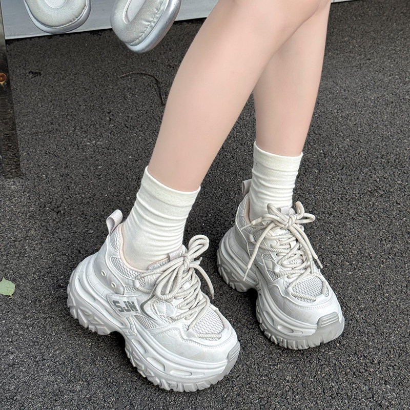 增高10cm轮胎底老爹鞋女2025爆款春秋厚底松糕休闲运动鞋7917-5