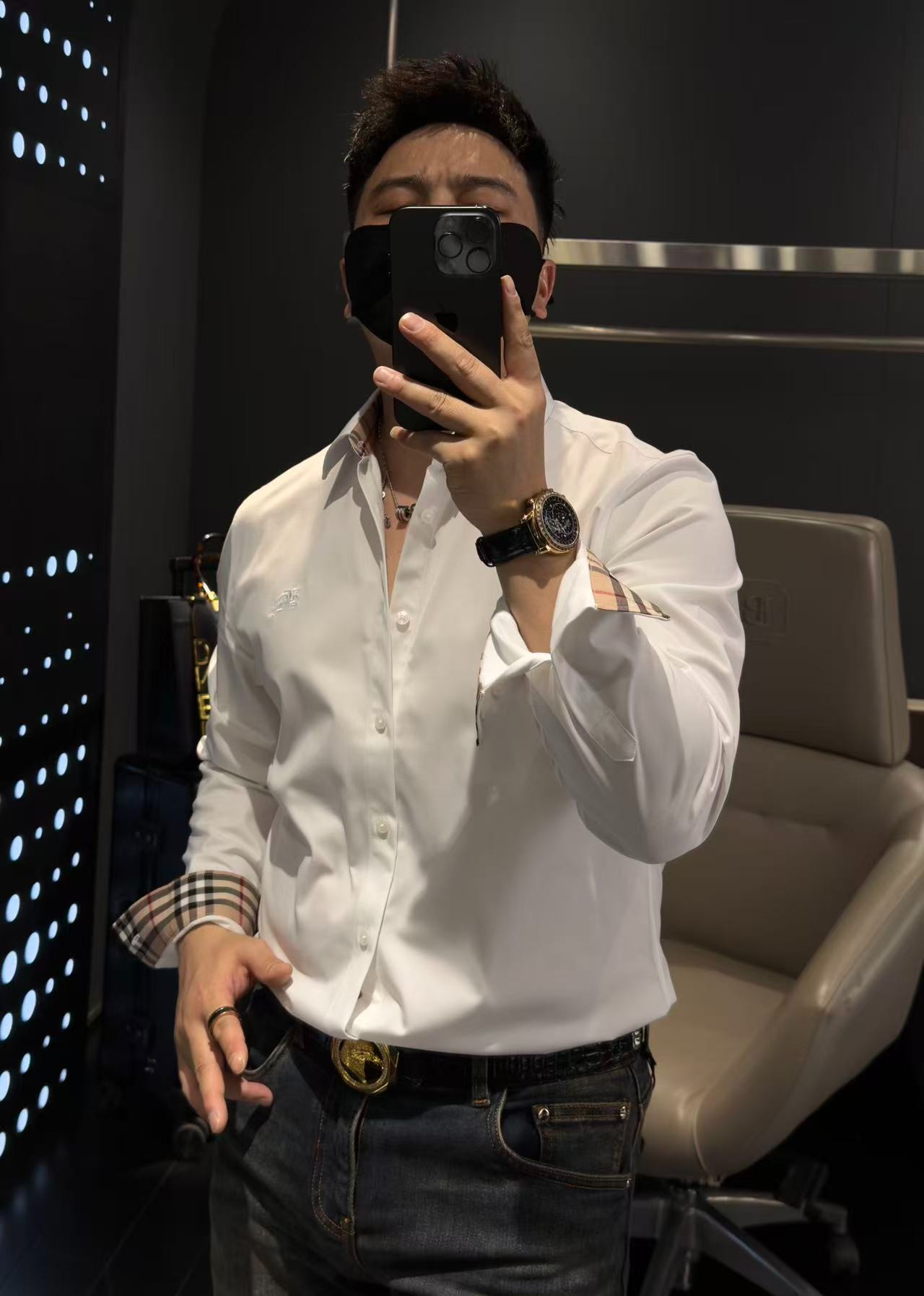 【马哥严选】男士格子衬衫商务休闲欧货免烫垂感春秋长袖打底衬衣男