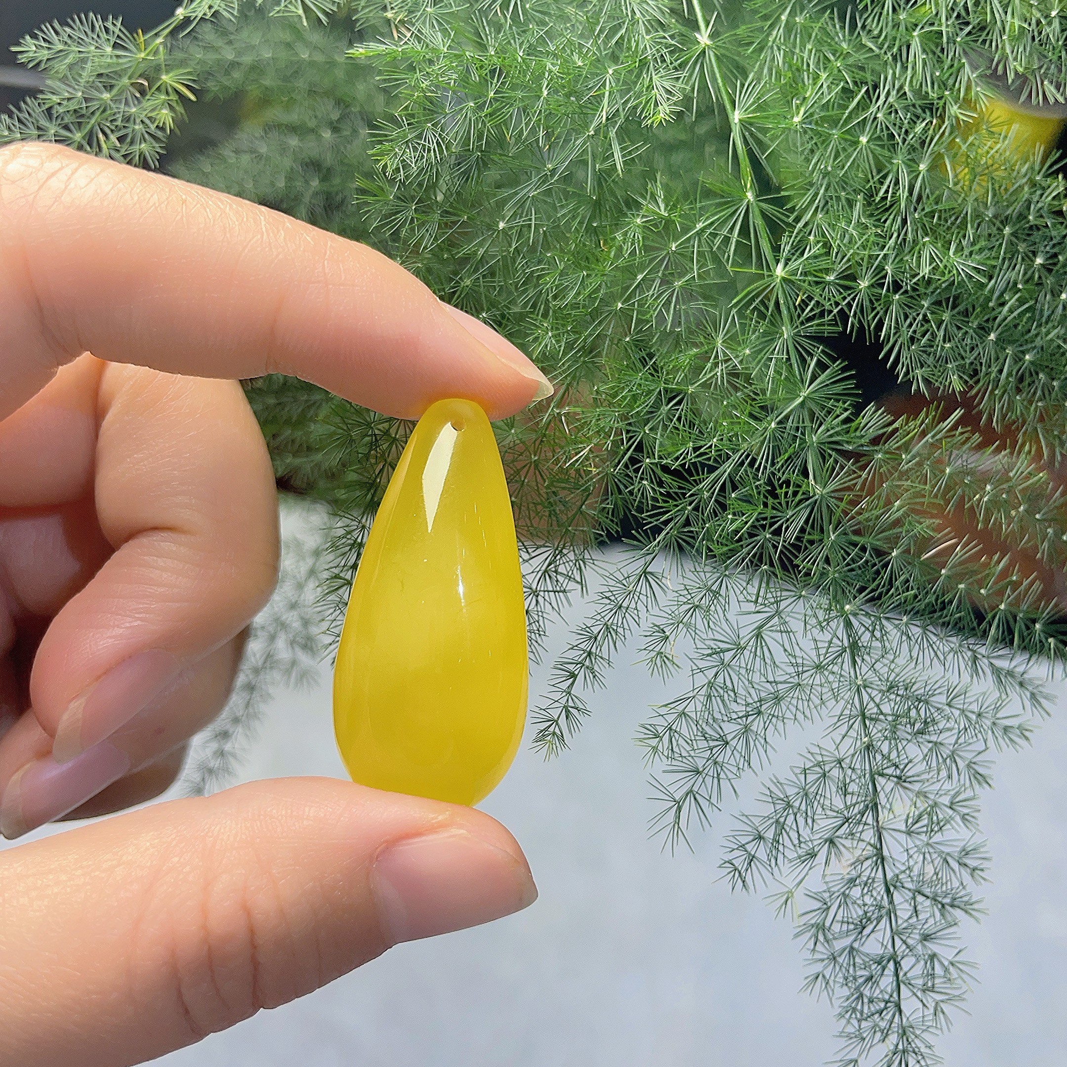 蜜蜡水滴双面鸡油黄