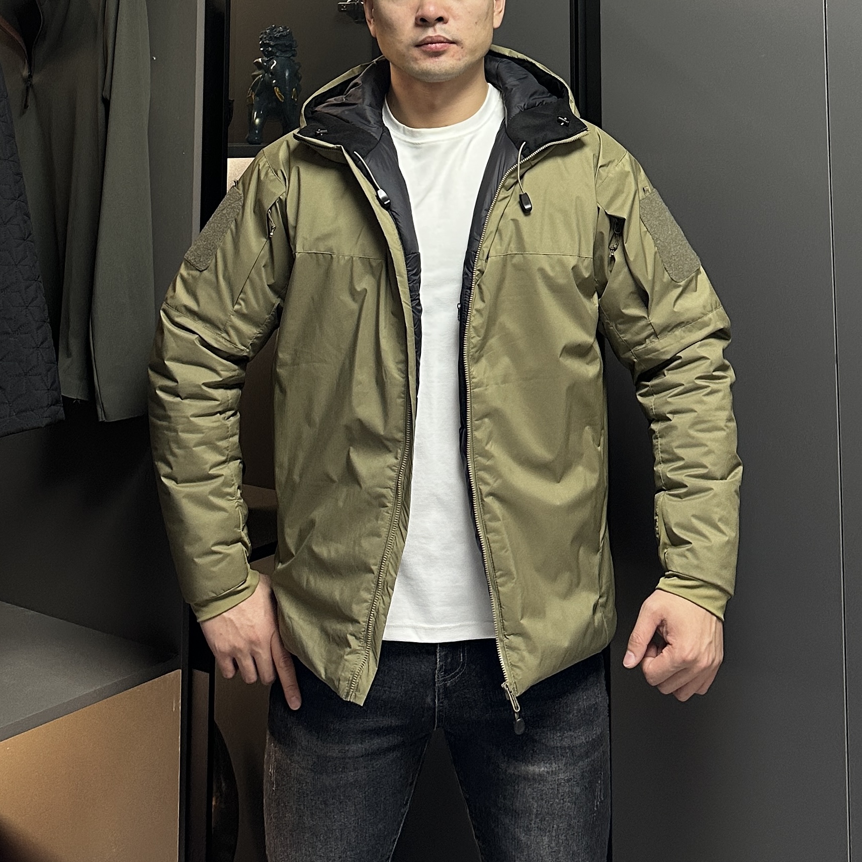秋冬新款户外鸟同款净版连帽男棉衣美式工装连帽棉服登山防水男士